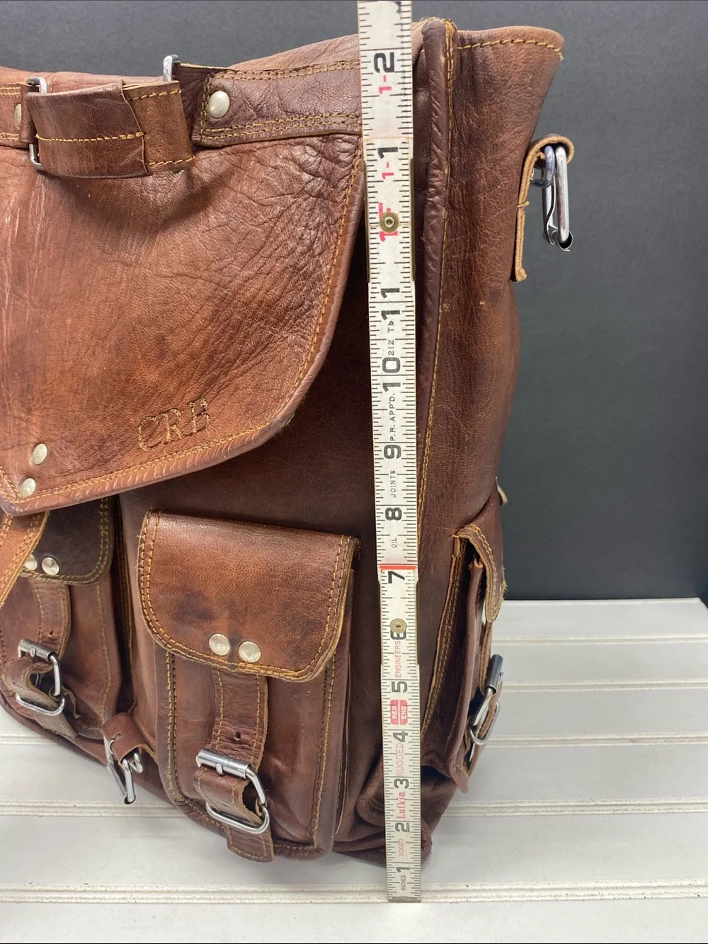 MaheTri Historic Brown Leather Backpack Messenger Bag